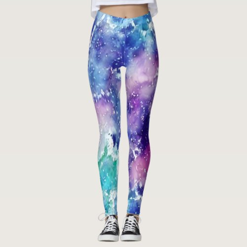 Watercolor space leggins leggings