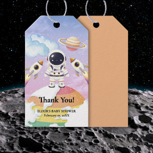 Watercolor Space Little Explorer Baby Shower Gift Tags
