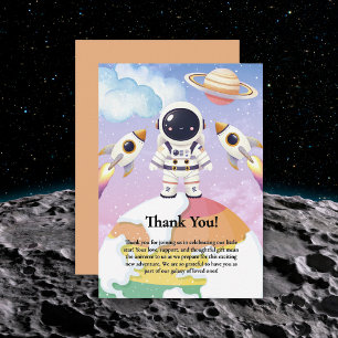 Watercolor Space Little Explorer Baby Shower Thank You Card