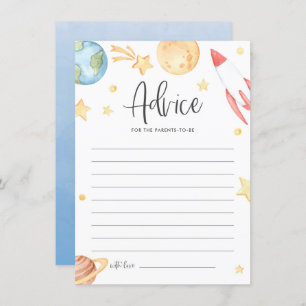 Watercolor Space Theme Baby Shower Parents Advice Enclosure Card