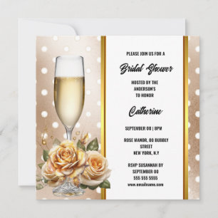 Watercolor sparkling wine luxurious polka dot rose holiday card