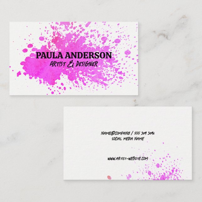 Watercolor Spatter | Artistic Business Card (Front/Back)