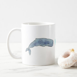 Watercolor Sperm Whale Heart 11oz Ceramic Mug