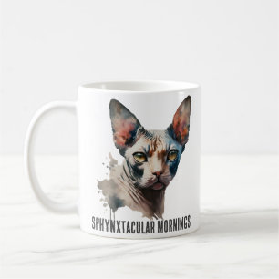 Watercolor Sphynx Cat Portrait Mug