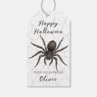Watercolor Spider Web Happy Halloween Gift Tags