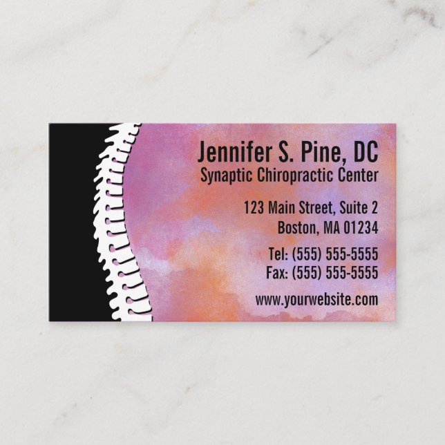 Watercolor Spine Chiropractic Business Cards (Front)
