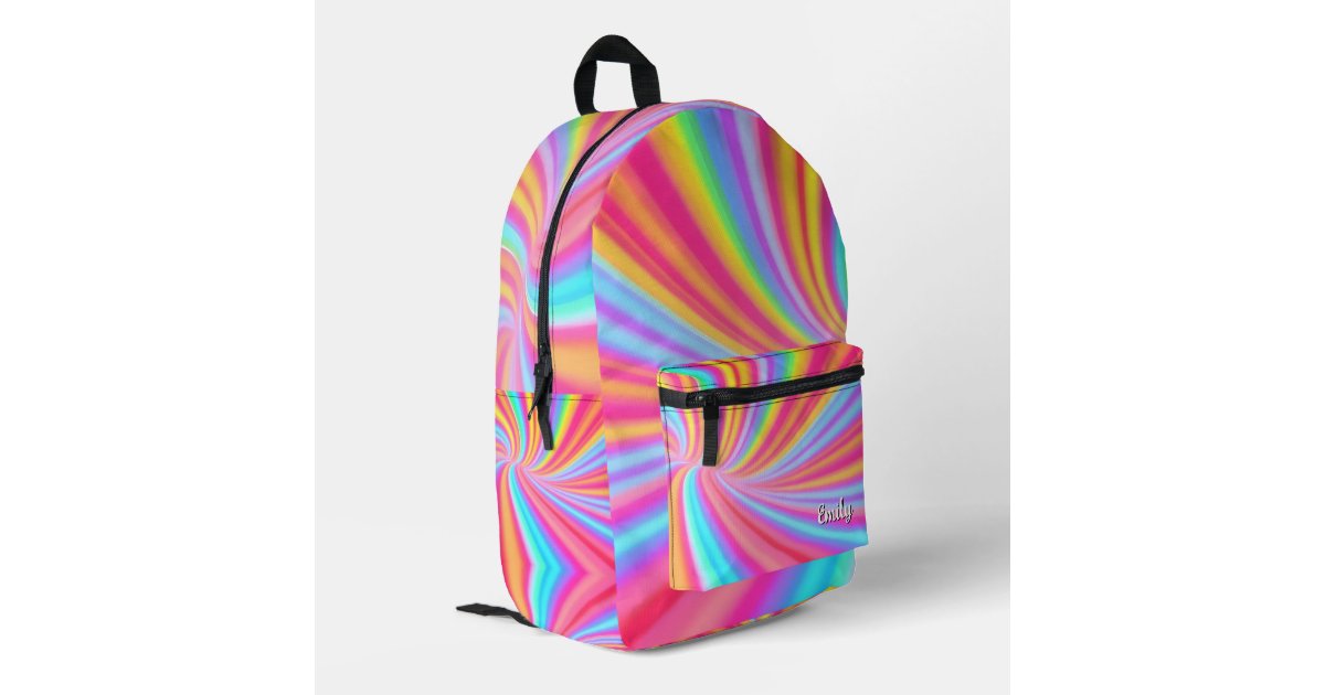 Watercolor Spiral Rainbow Swirl Printed Backpack | Zazzle