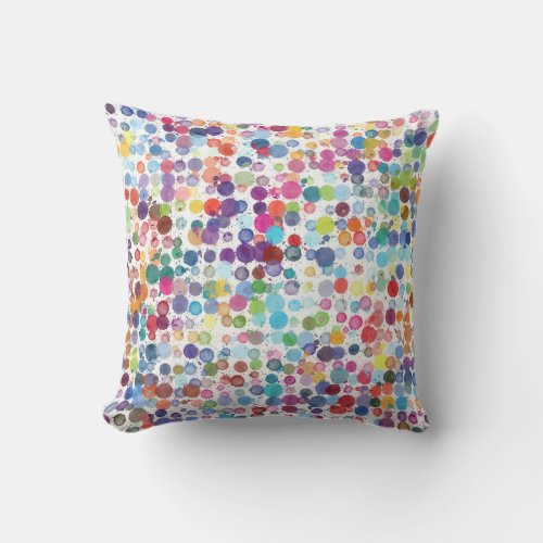 Watercolor Splash Abstract Droplets Throw Pillow