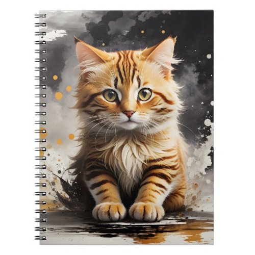 Watercolor Splash Art Cute Kitten Splatter Paint Notebook