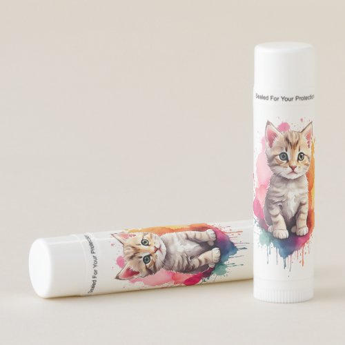 Watercolor Splash Art Kitty Cat Splatter Paint Lip Balm