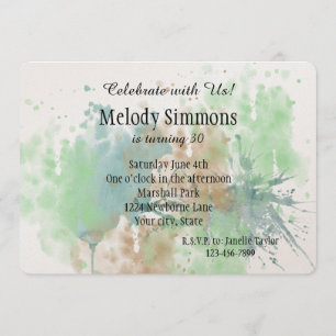 Watercolor Splash Birthday Invitation