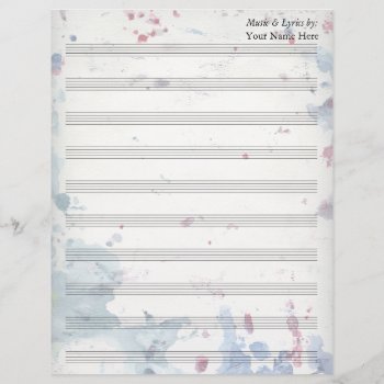 Watercolor Splash  Blank Sheet Music 10 Stave by GranniesAttic at Zazzle