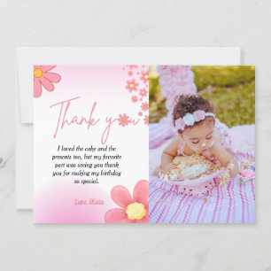 Watercolor splash daisy birthday thank you card