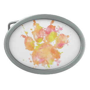 Watercolor Splash Dog Paw Print Belt Buckle