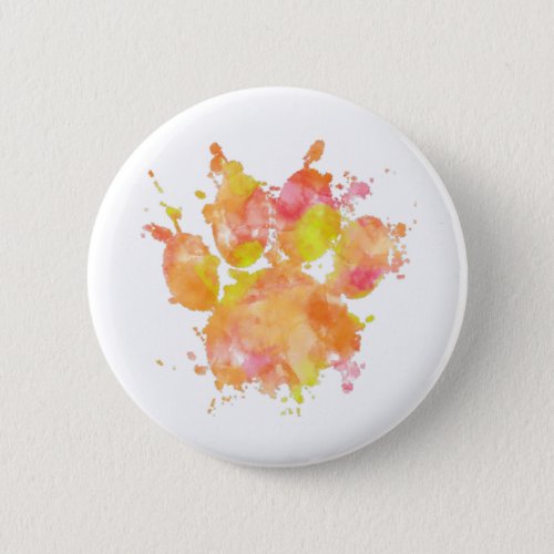 Watercolor Splash Dog Paw Print Button