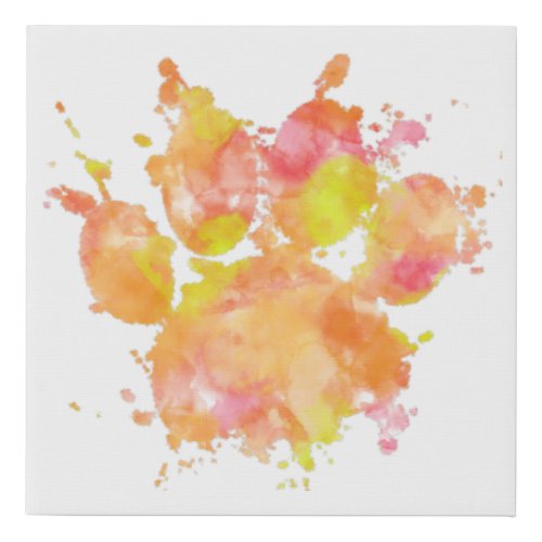 Watercolor Splash Dog Paw Print Canvas Print