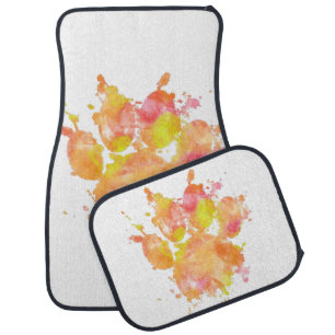Watercolor Splash Dog Paw Print Car Floor Mat