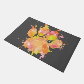 Watercolor Splash Dog Paw Print  Doormat