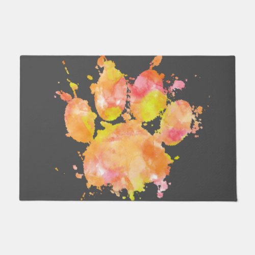 Watercolor Splash Dog Paw Print  Doormat