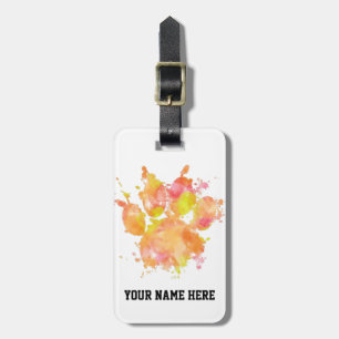 Watercolor Splash Dog Paw Print Luggage Tag