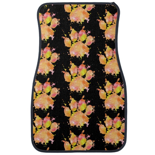 Watercolor Splash Dog Paw Print Pattern Car Floor Mat (Front)