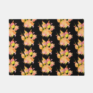 Watercolor Splash Dog Paw Print Pattern Doormat