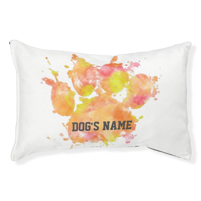 Watercolor Splash Dog Paw Print Pet Bed (Front)