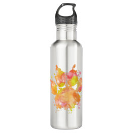 Watercolor Splash Dog Paw Print Stainless Steel Water Bottle