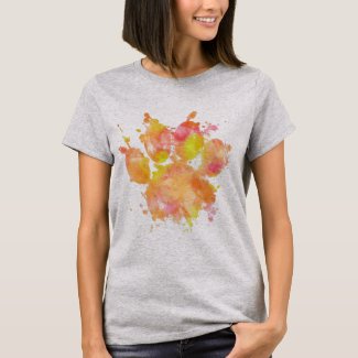 Watercolor Splash Dog Paw Print T-Shirt