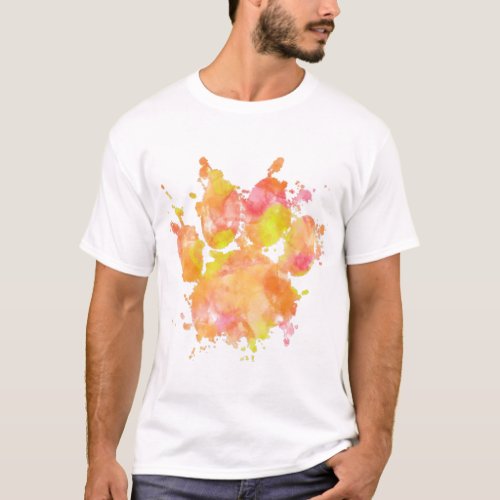 Watercolor Splash Dog Paw Print T_Shirt