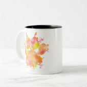 Watercolor Splash Dog Paw Print Two-Tone Coffee Mug (Front Left)