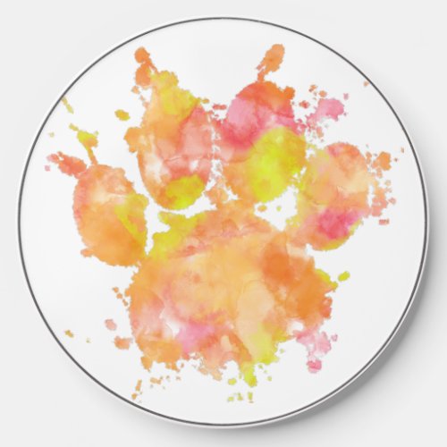 Watercolor Splash Dog Paw Print Wireless Charger