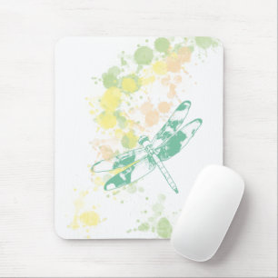 Watercolor Splash Dragonfly Mouse Pad