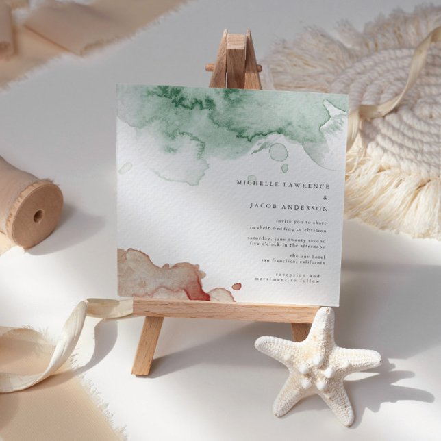 Watercolor Splash Elegant Two Tone Wedding  Invitation (Creator Uploaded)