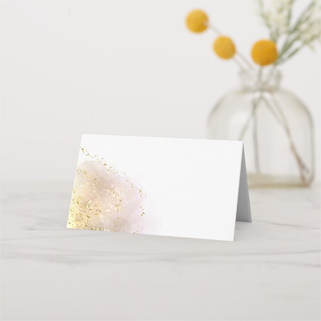 watercolor splash faux glitter place card (Front)