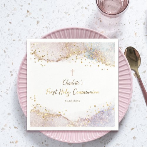 watercolor splash glitter First Communion