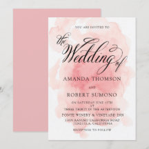 Watercolor Splash of Pink Wedding Invitation