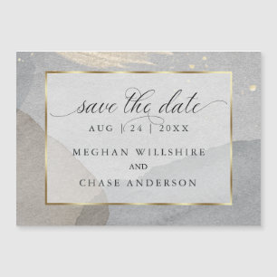Watercolor Splash on Granite Stone Save the Date Magnetic Invitation