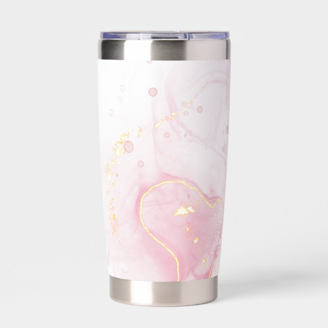 watercolor splash, pink glitter Thermal Tumbler (Front)