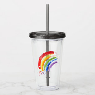 Watercolor Splash Rainbow Acrylic Tumbler
