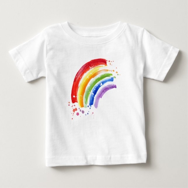 Watercolor Splash Rainbow Baby T-Shirt (Front)