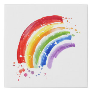 Watercolor Splash Rainbow Faux Canvas Print