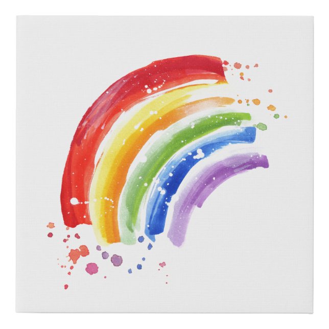 Watercolor Splash Rainbow Faux Canvas Print (Front)