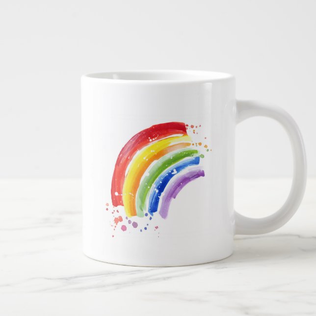 Watercolor Splash Rainbow Giant Coffee Mug (Right)