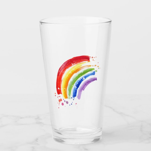 Watercolor Splash Rainbow Glass (Front)