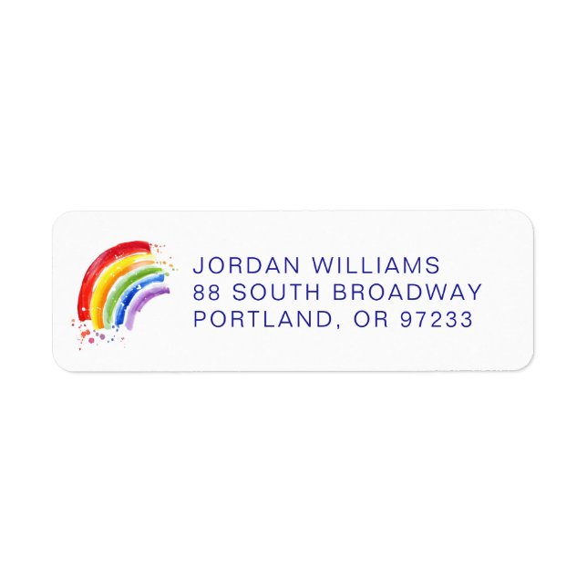 Watercolor Splash Rainbow Label (Front)