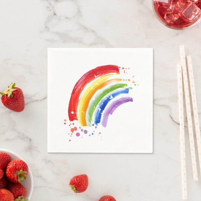 Watercolor Splash Rainbow Napkins (Insitu)