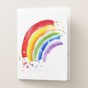 Watercolor Splash Rainbow Pocket Folder