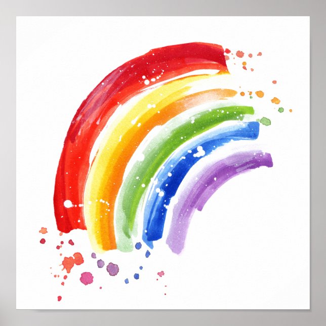 Watercolor Splash Rainbow Poster (Front)