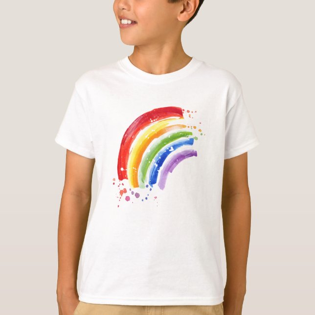 Watercolor Splash Rainbow T-Shirt (Front)